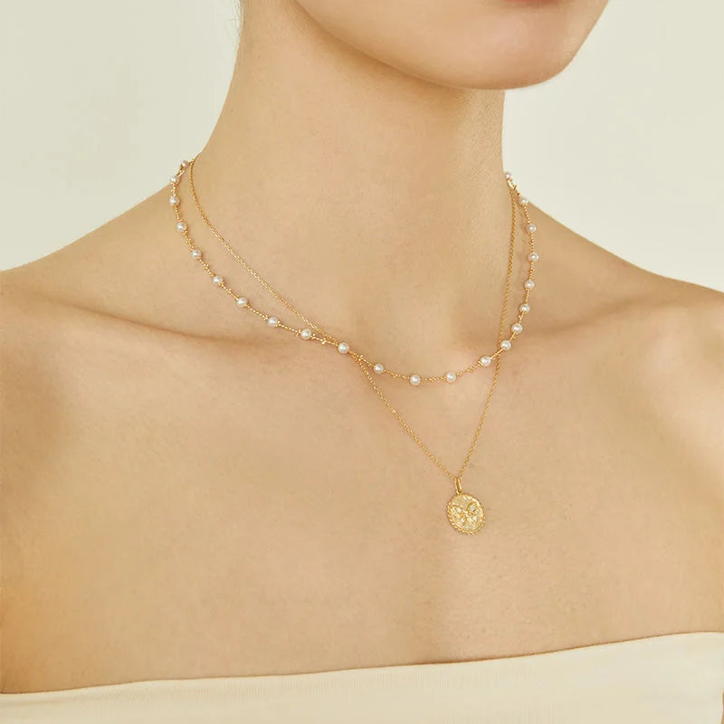 NAPLES COLLECTION Akoya Pearl 18K Yellow Gold Pattern Chain Necklace NAPLES COLLECTION Akoya Pearl 18K Yellow Gold Pattern Chain Necklace NAPLES COLLECTION