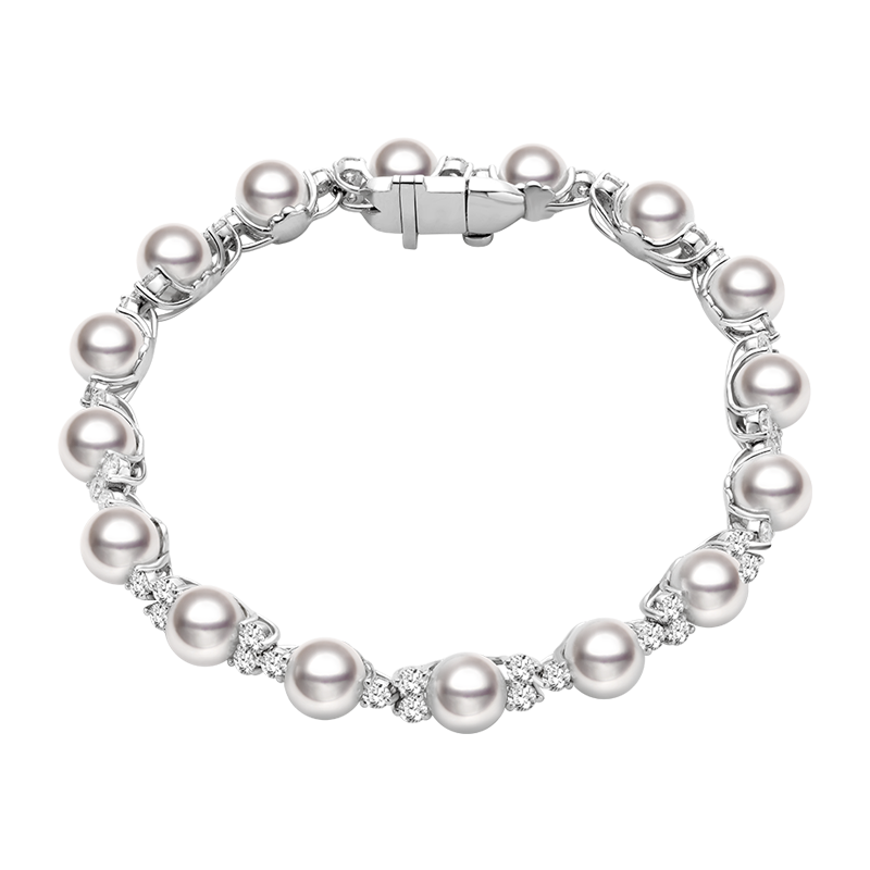 Akoya Pearl 18K White Gold Diamond Bracelet