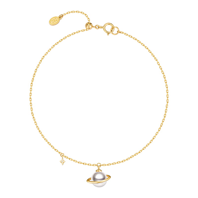 Akoya Pearl 18K Gold Diamond Planet Bracelet