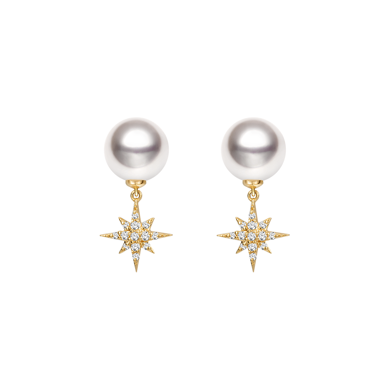 Premier Akoya Pearl 18K Gold Diamond Stud Earrings