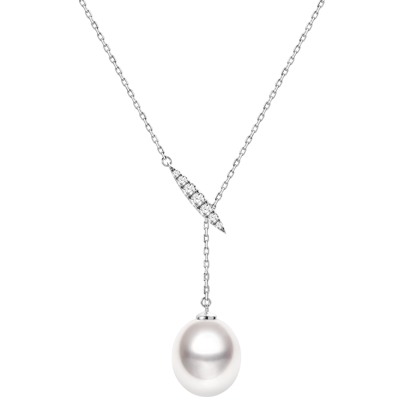 Teardrop-shaped South Sea Pearl 18K Gold Diamonds Haute Jewelry Leaf Necklace