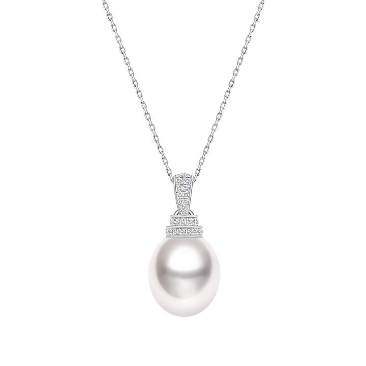 Teardrop-shaped South Sea Pearl 18K Gold Diamonds Haute Jewelry Elegant Necklace