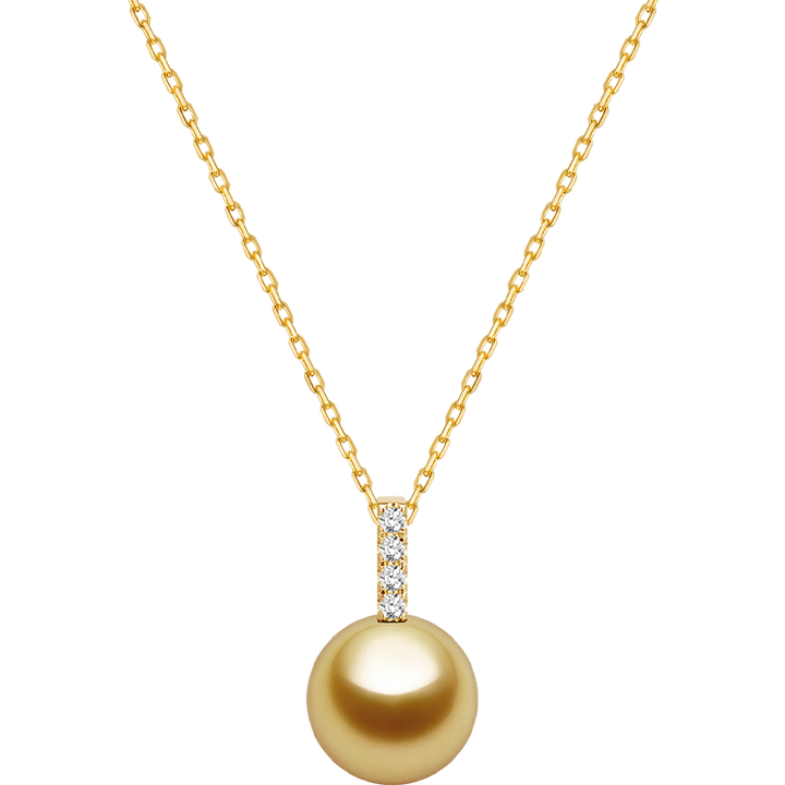 South Sea Golden Pearl 18K Gold 4 Distinct Diamonds Necklace