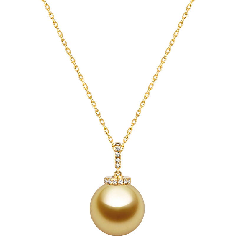 South Sea Golden Pearl 18K Gold Sparkling Diamonds Necklace