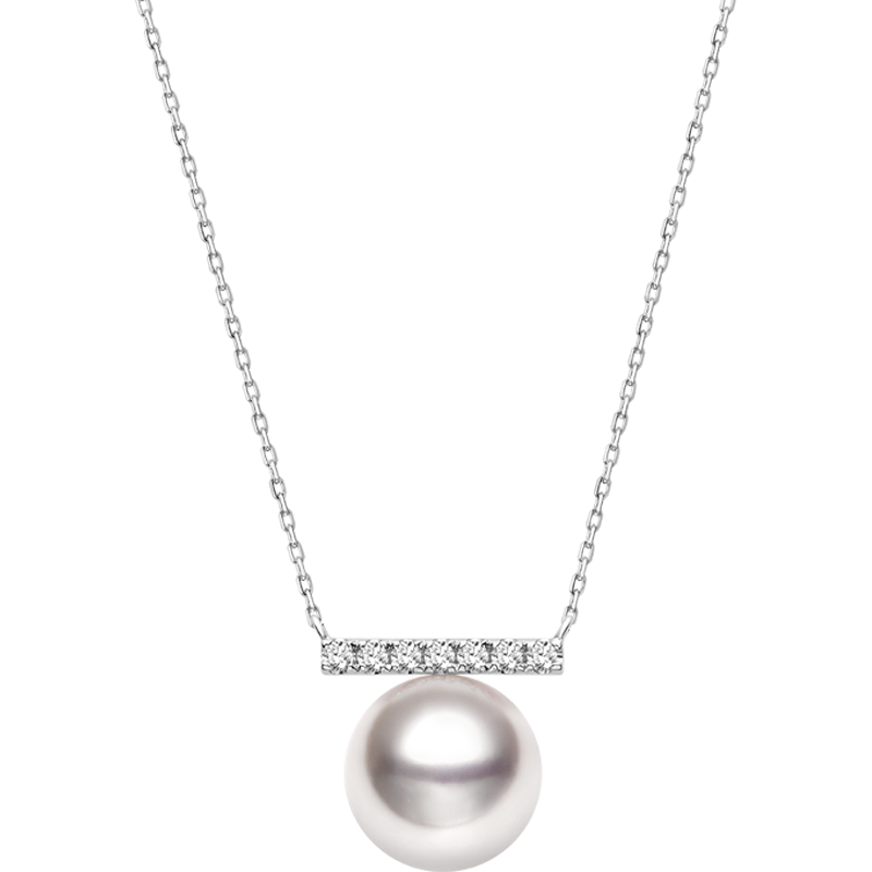 Akoya Saltwater Pearl 18K White Gold Commuting Diamond Necklace