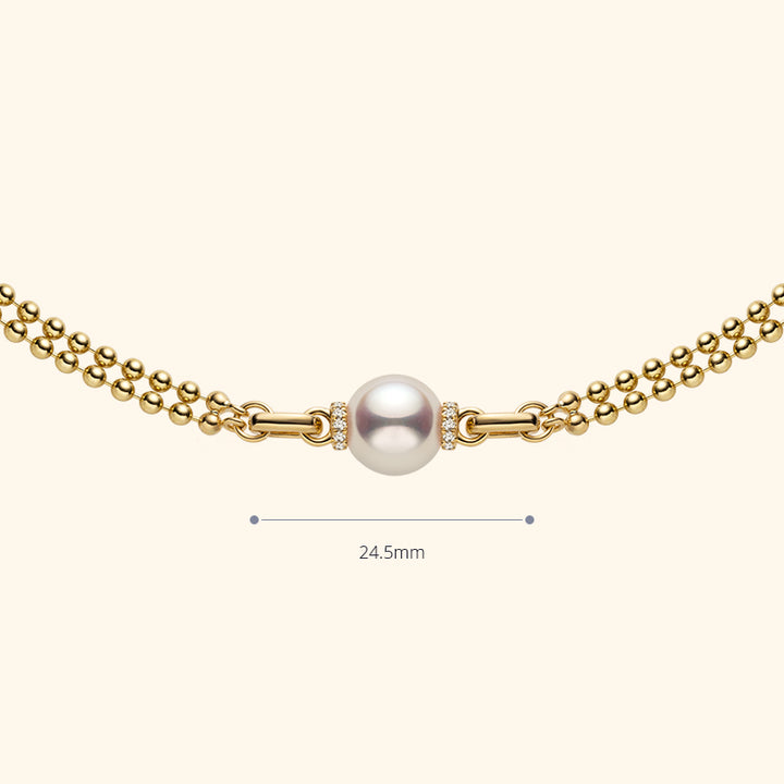 Akoya Saltwater Pearl 18K Gold Diamond Double-Layer Luster Chain Necklace