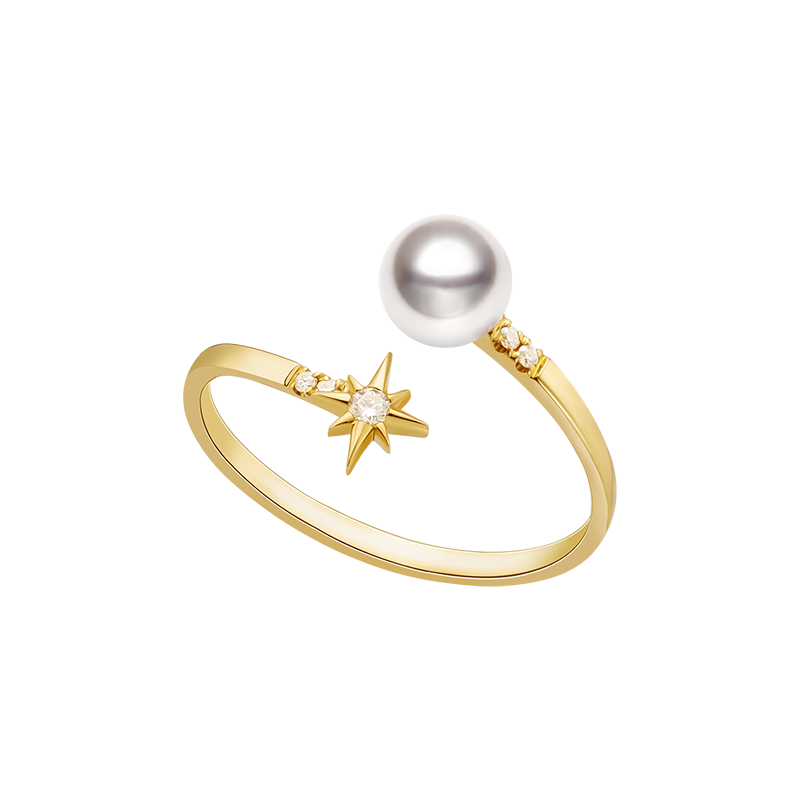 Akoya Pearl 18K Gold Diamond Ring
