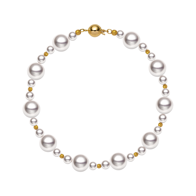 Akoya Saltwater Pearl 18K Gold Stylish Beaded Bracelet