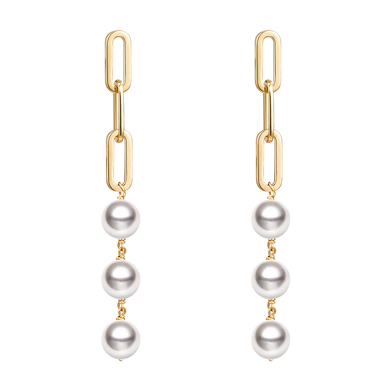 Akoya Pearl 18K Gold Elegant Fashionable Design Earrings