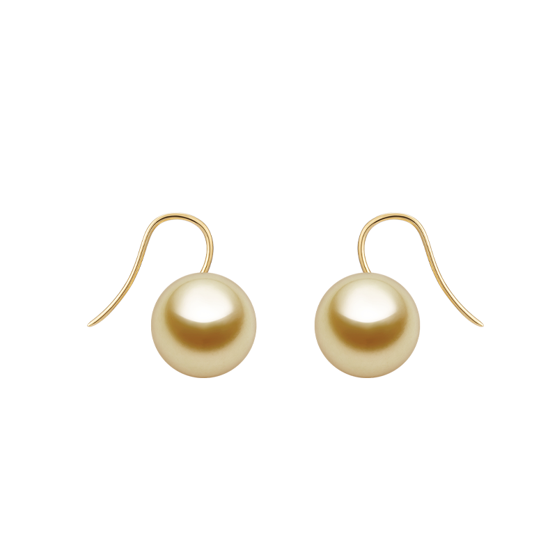 South Sea Golden Pearl 18K Gold Classic Design Hook Earrings