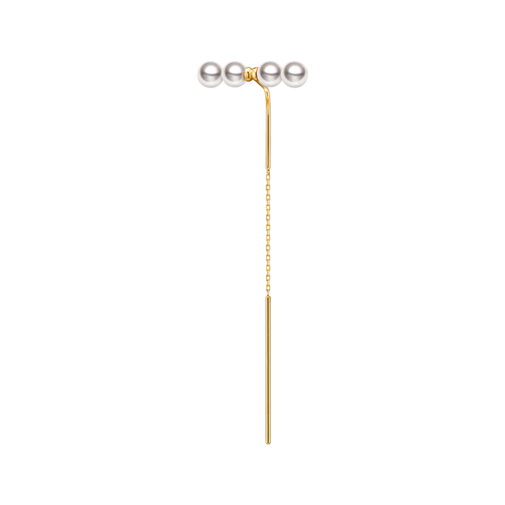 FINE LINE COLLECTION Akoya Pearl 18K Gold Four Pearl Stud Earring