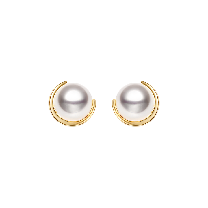 Akoya Pearl 18K Gold Half Enclosed Earrings