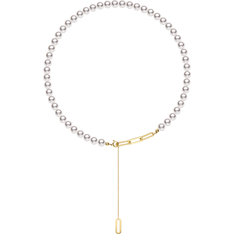 Akoya Pearl 18K Gold Unique Chain Design Extraordinary Necklace