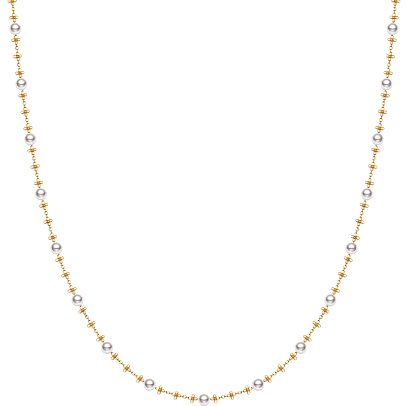 Akoya Pearl Necklace 18K Yellow Gold Chain Pattern