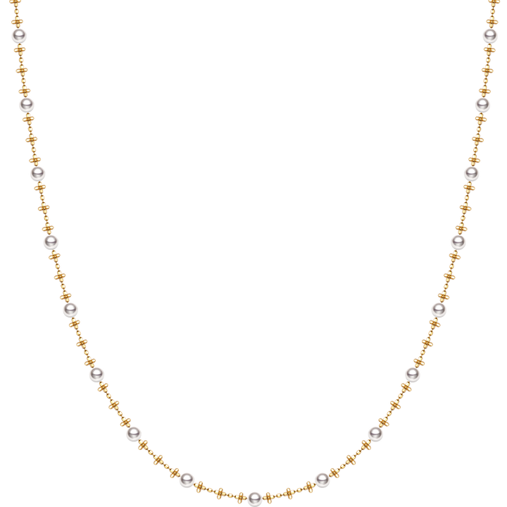 Akoya Pearl Necklace 18K Yellow Gold Chain Pattern