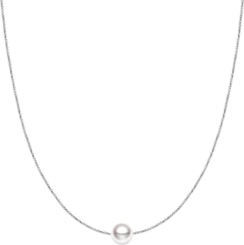 South Sea Pearl 18K White Gold Pattern Bead Chain Necklace