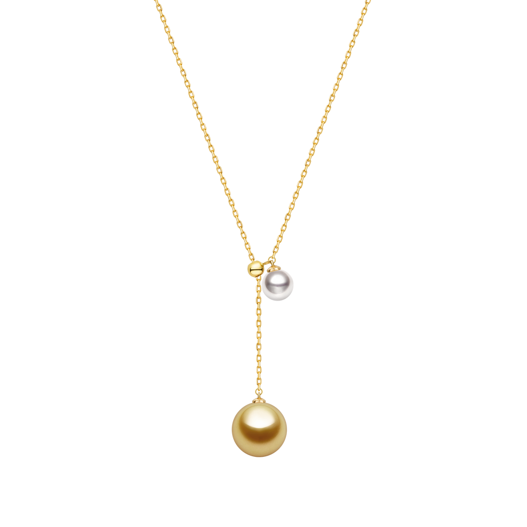 Golden South Sea Pearl & Akoya 18K Dual Pearl Adjustable Necklace