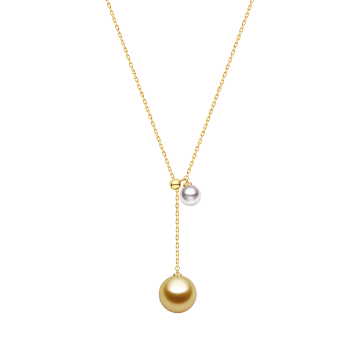 Golden South Sea Pearl & Akoya 18K Dual Pearl Adjustable Necklace