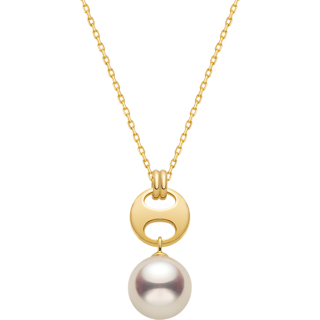 Akoya Pearl 18K Gold Imprint H Elegant Necklace