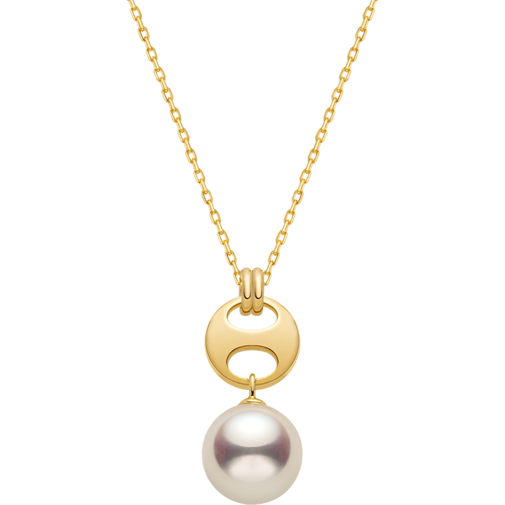 Akoya Pearl 18K Gold Imprint H Elegant Necklace