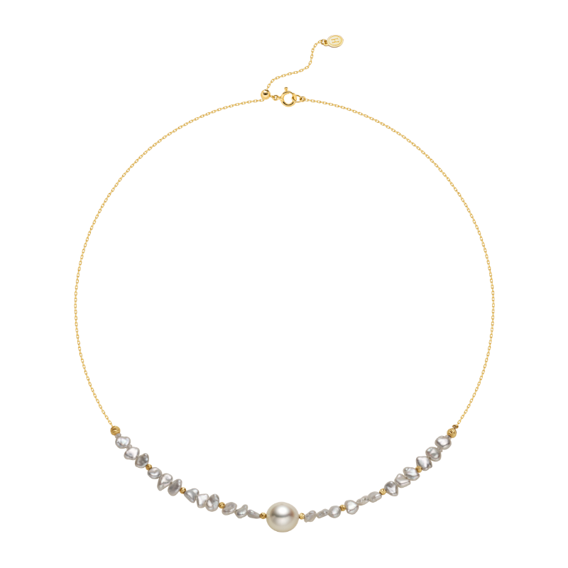 Akoya Saltwater Pearl 18K Gold Keshi Shard Necklace