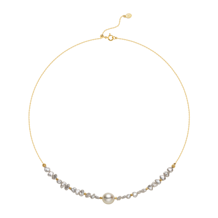 Akoya Saltwater Pearl 18K Gold Keshi Shard Necklace