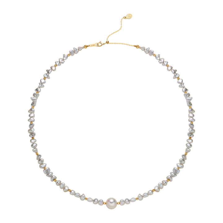 Akoya Keshi Saltwater Pearl 18K Gold Irregular Necklace