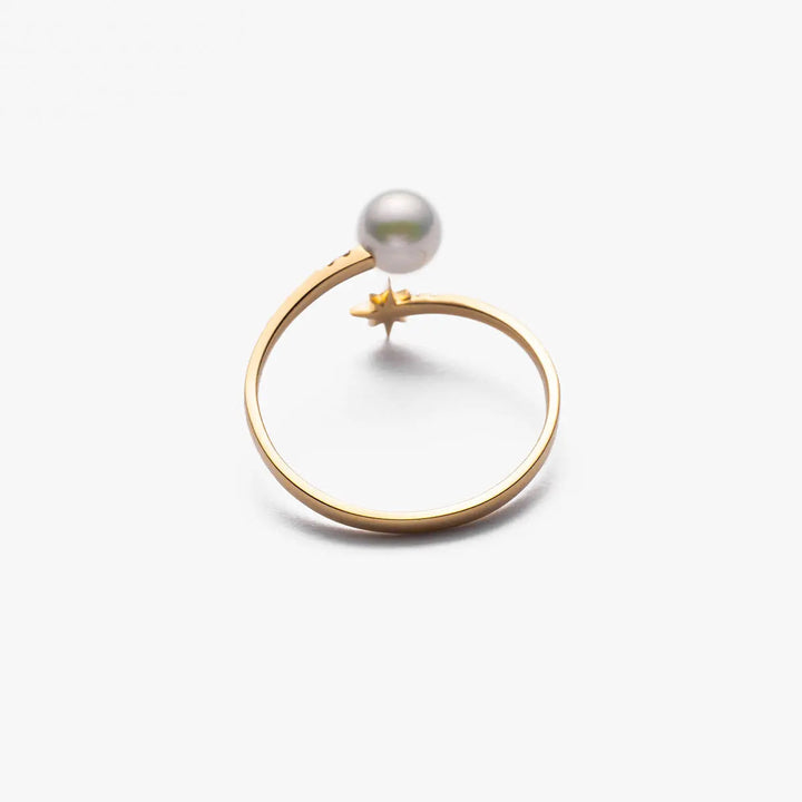 STAR COLLECTION Akoya Pearl 18K Gold Diamond Ring - HELAS Jewelry