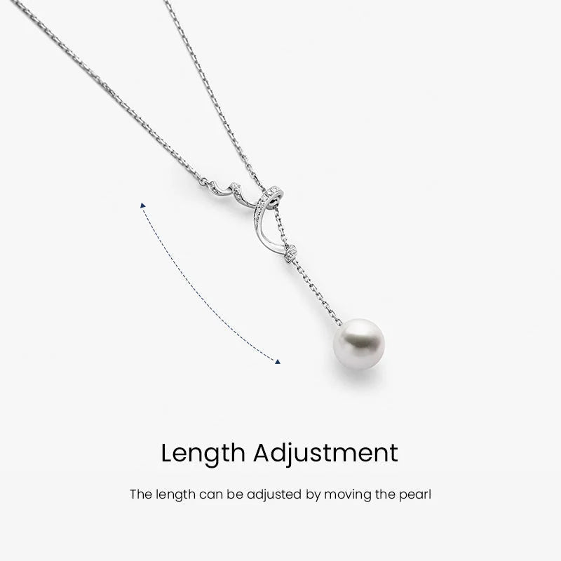 WAVES COLLECTION Akoya Pearl 18K White Gold Adjustable Y-shaped Diamonds Necklace WAVES COLLECTION Akoya Pearl 18K White Gold Adjustable Y-shaped Diamonds Necklace THE WAVES COLLECTION