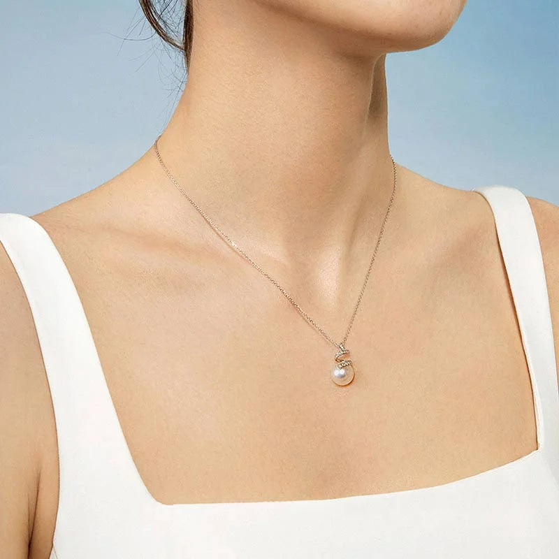 WAVES COLLECTION Akoya Pearl 18K White Gold Multi-Curve Wave Diamonds Necklace WAVES COLLECTION Akoya Pearl 18K White Gold Multi-Curve Wave Diamonds Necklace THE WAVES COLLECTION