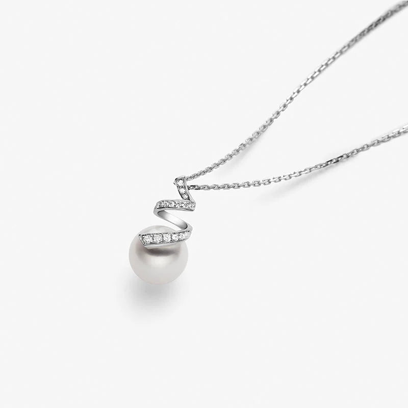 WAVES COLLECTION Akoya Pearl 18K White Gold Multi-Curve Wave Diamonds Necklace WAVES COLLECTION Akoya Pearl 18K White Gold Multi-Curve Wave Diamonds Necklace THE WAVES COLLECTION