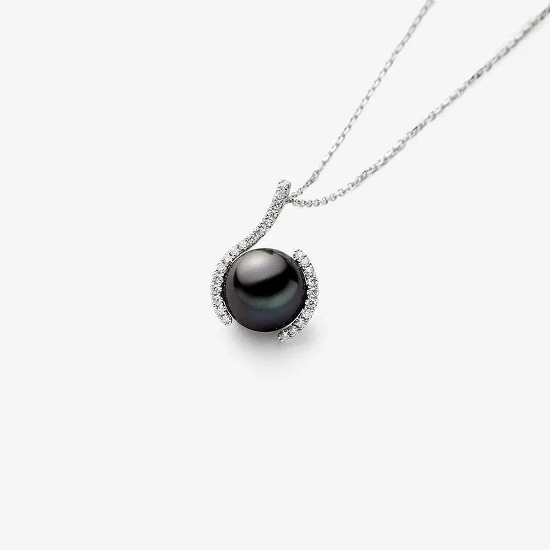 WAVES COLLECTION Tahitian Black Pearl 18K White Gold Diamonds Necklace WAVES COLLECTION Tahitian Black Pearl 18K White Gold Diamonds Necklace THE WAVES COLLECTION