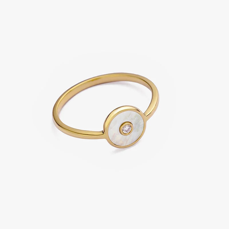 WISHING COIN COLLECTION Mother-of-Pearl 18K Gold Diamond Ring WISHING COIN COLLECTION Mother-of-Pearl 18K Gold Diamond Ring WISHING COIN COLLECTION