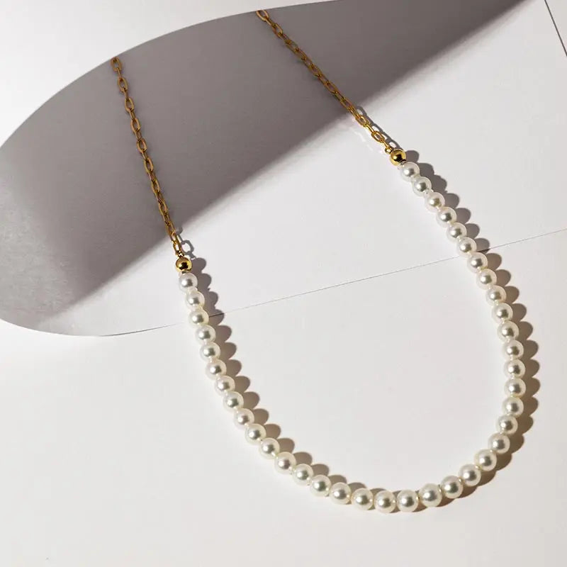 WONDERLAND COLLECTION Akoya Pearl 18K Gold Chain Design Elegant Necklace - HELAS Jewelry