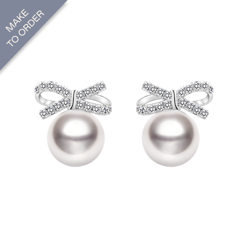 Akoya 18K White Gold Elegant Knot Fashion Earrings - HELAS Jewelry