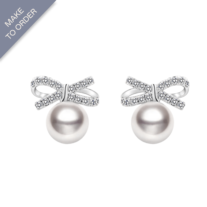 Akoya 18K White Gold Elegant Knot Fashion Earrings - HELAS Jewelry