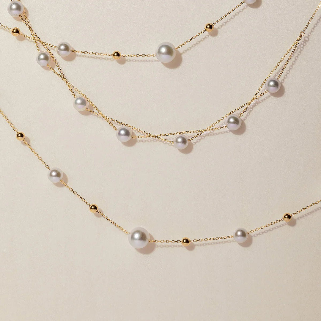 Akoya Pearl 18K Gold Baby's Breath Necklace - HELAS Jewelry