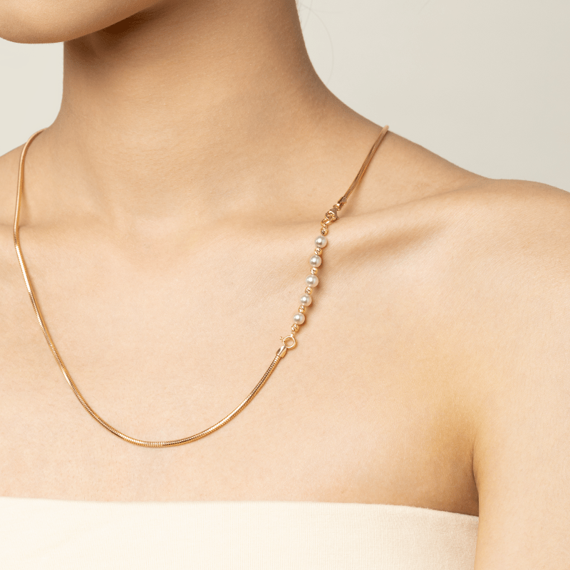 Akoya Pearl 18K Gold Elegant Style Extender Chain Necklace - HELAS Jewelry