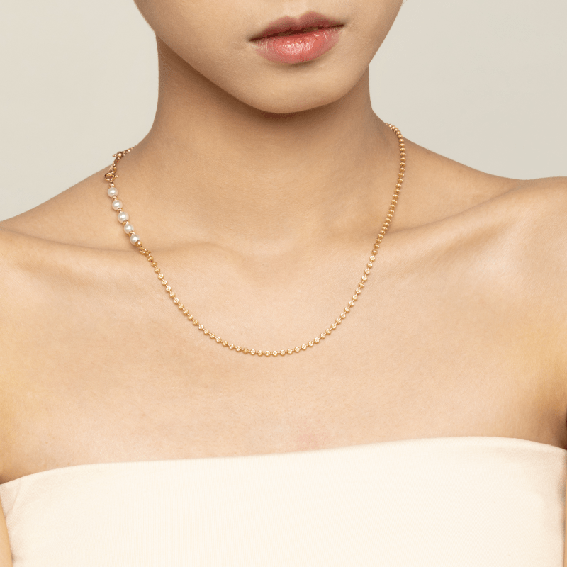 Akoya Pearl 18K Gold Elegant Style Extender Chain Necklace - HELAS Jewelry