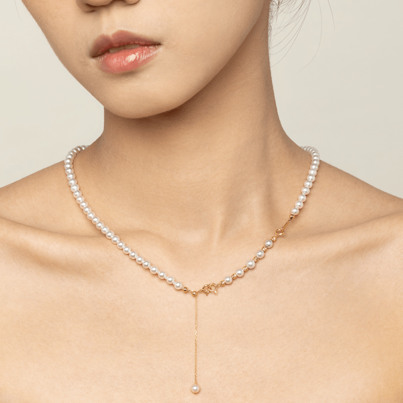 Akoya Pearl 18K Gold Elegant Style Extender Chain Necklace - HELAS Jewelry