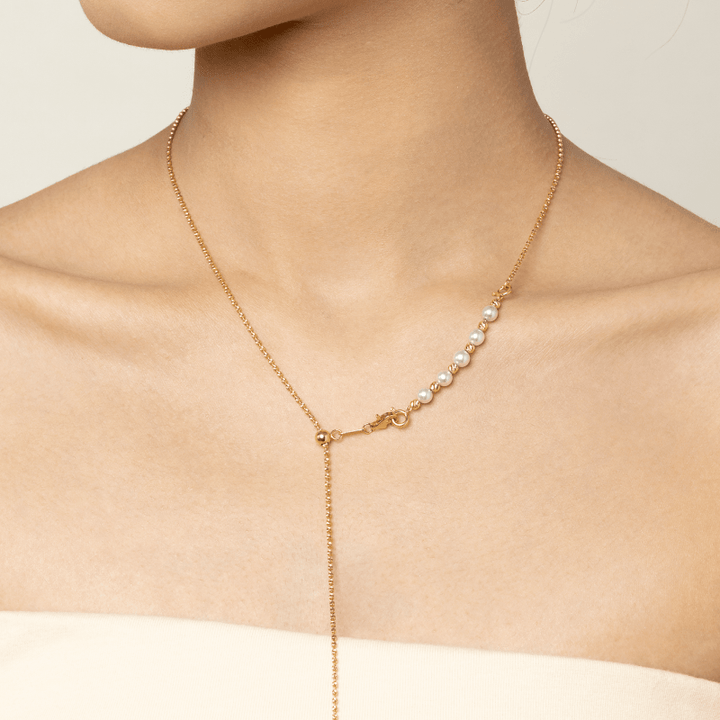 Akoya Pearl 18K Gold Elegant Style Extender Chain Necklace - HELAS Jewelry