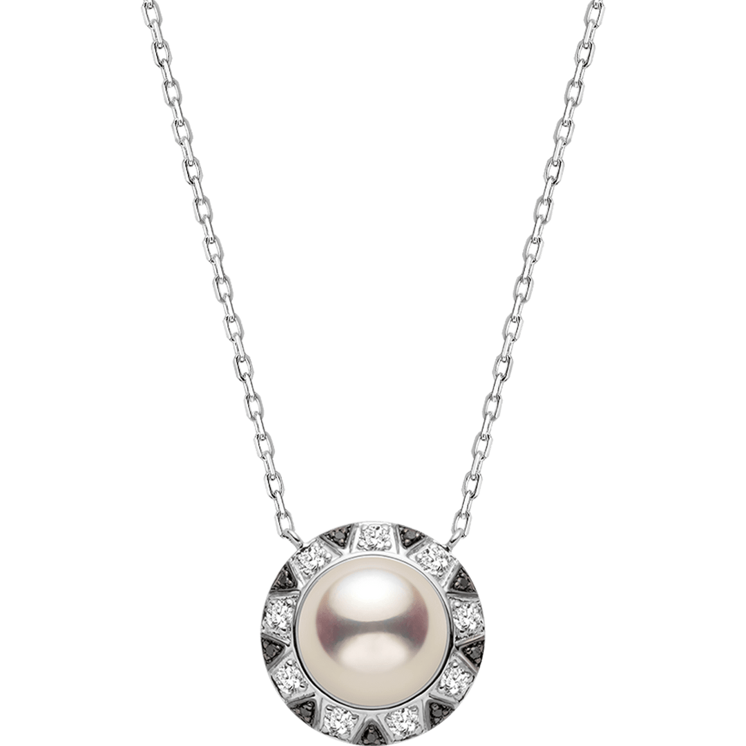 Akoya Pearl 18K Gold Monochrome Black And White Diamond Necklace - HELAS Jewelry