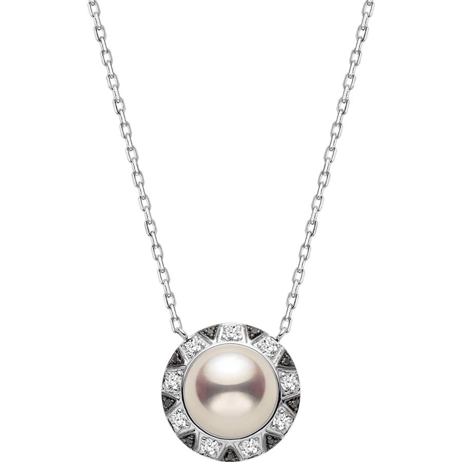 Akoya Pearl 18K Gold Monochrome Black And White Diamond Necklace - HELAS Jewelry