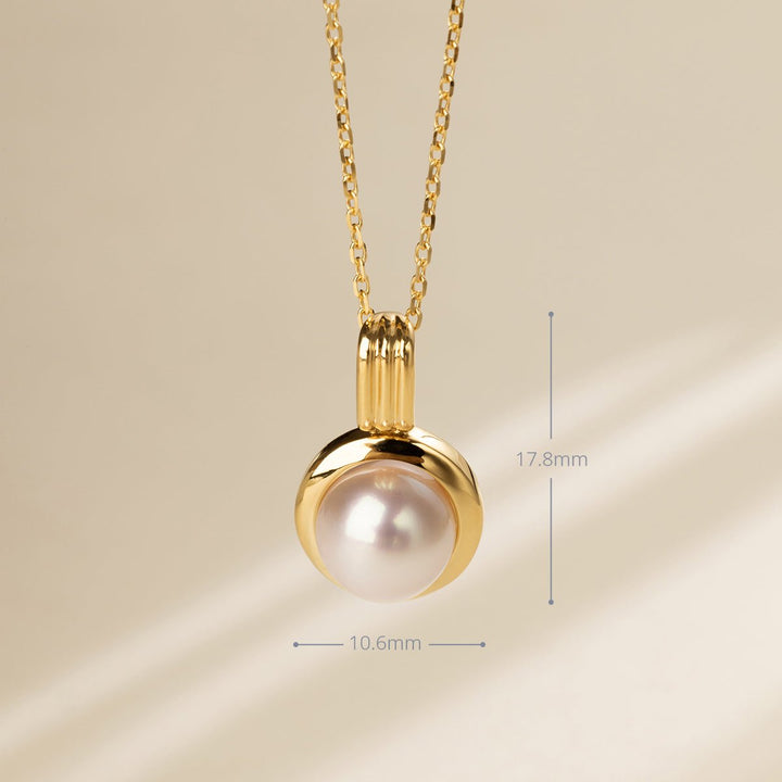 Akoya Pearl 18K Gold Pendulum Pendant Necklace - HELAS Jewelry