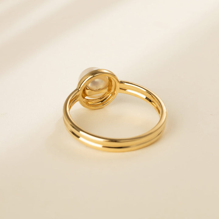 Akoya Pearl 18K Gold Pendulum Ring - HELAS Jewelry