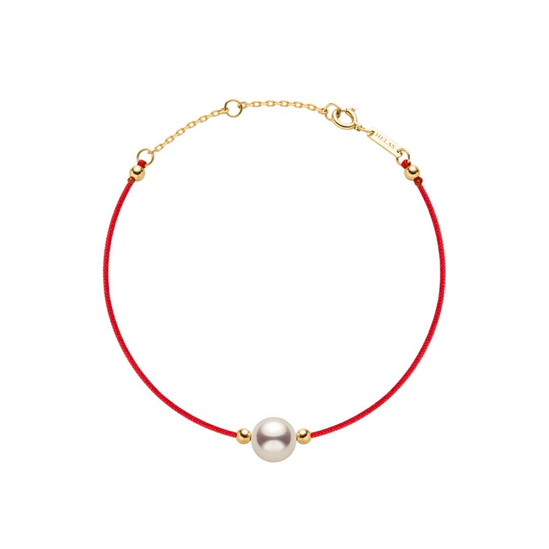 Akoya Pearl 18K Gold Red Prosperity Bracelet - HELAS Jewelry