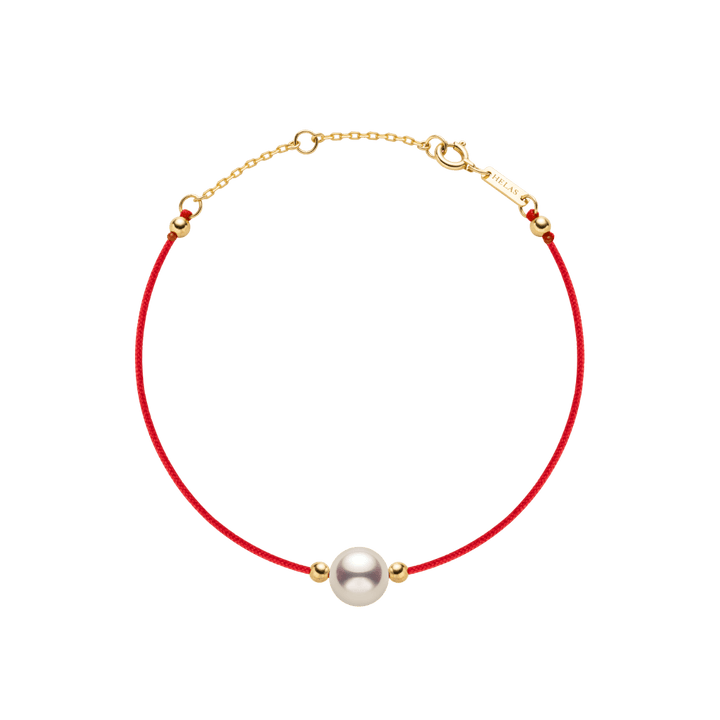 Akoya Pearl 18K Gold Red Prosperity Bracelet - HELAS Jewelry