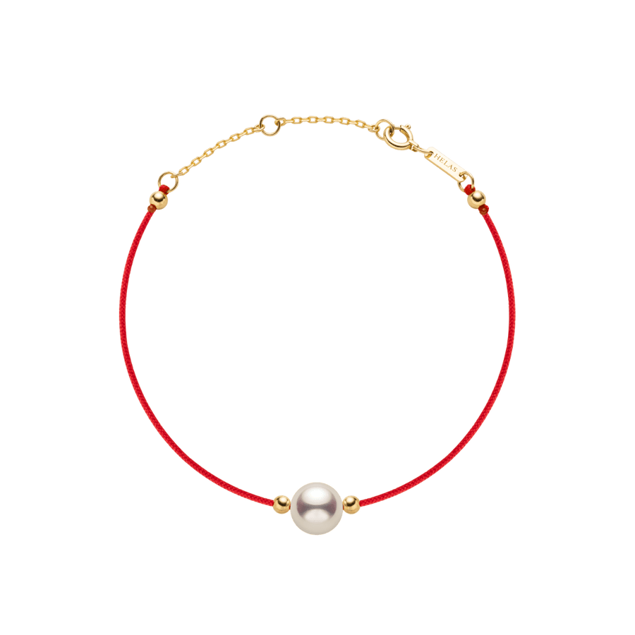 Akoya Pearl 18K Gold Red Prosperity Bracelet - HELAS Jewelry