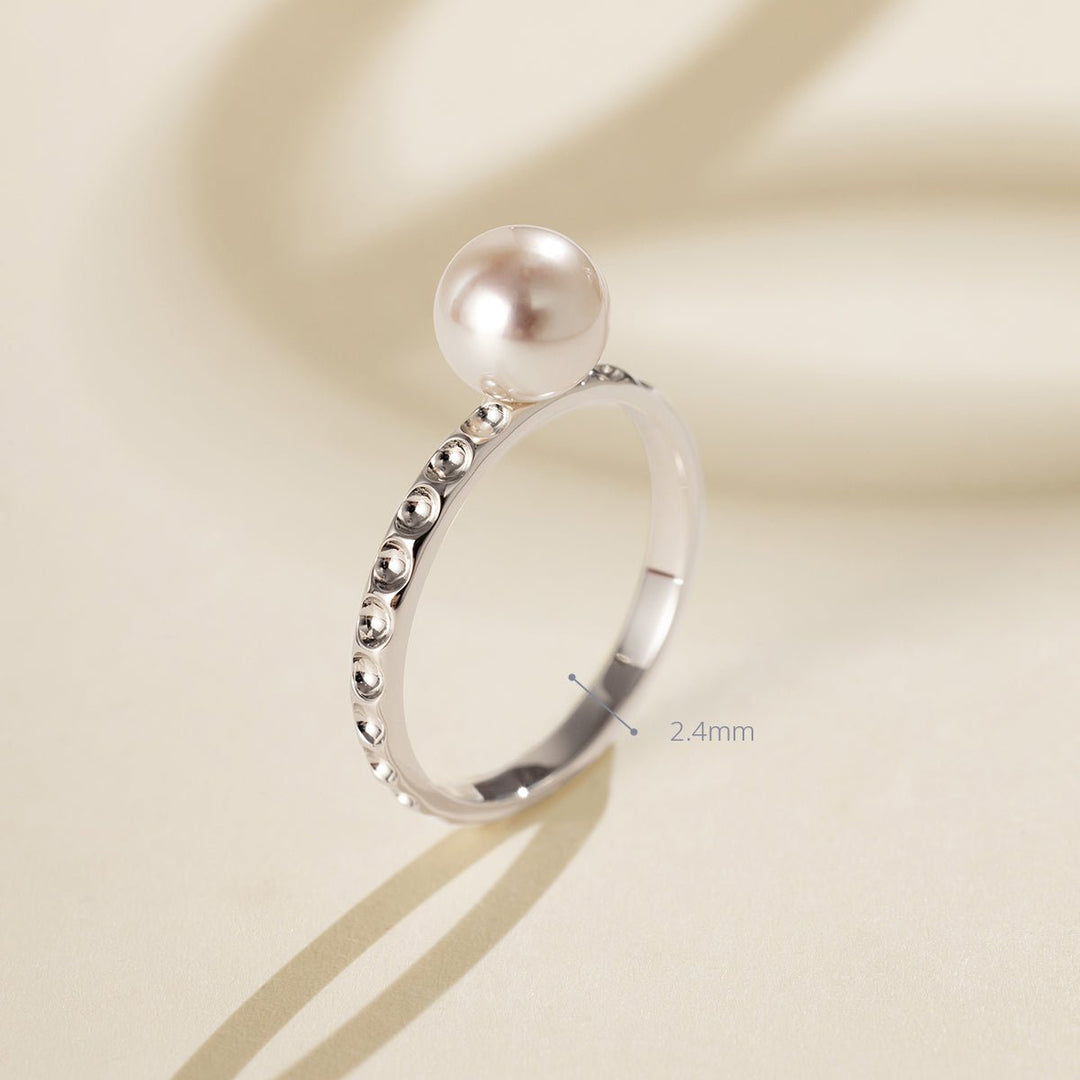 Akoya Pearl 18K White Gold Lucky Continuous Ring - HELAS Jewelry