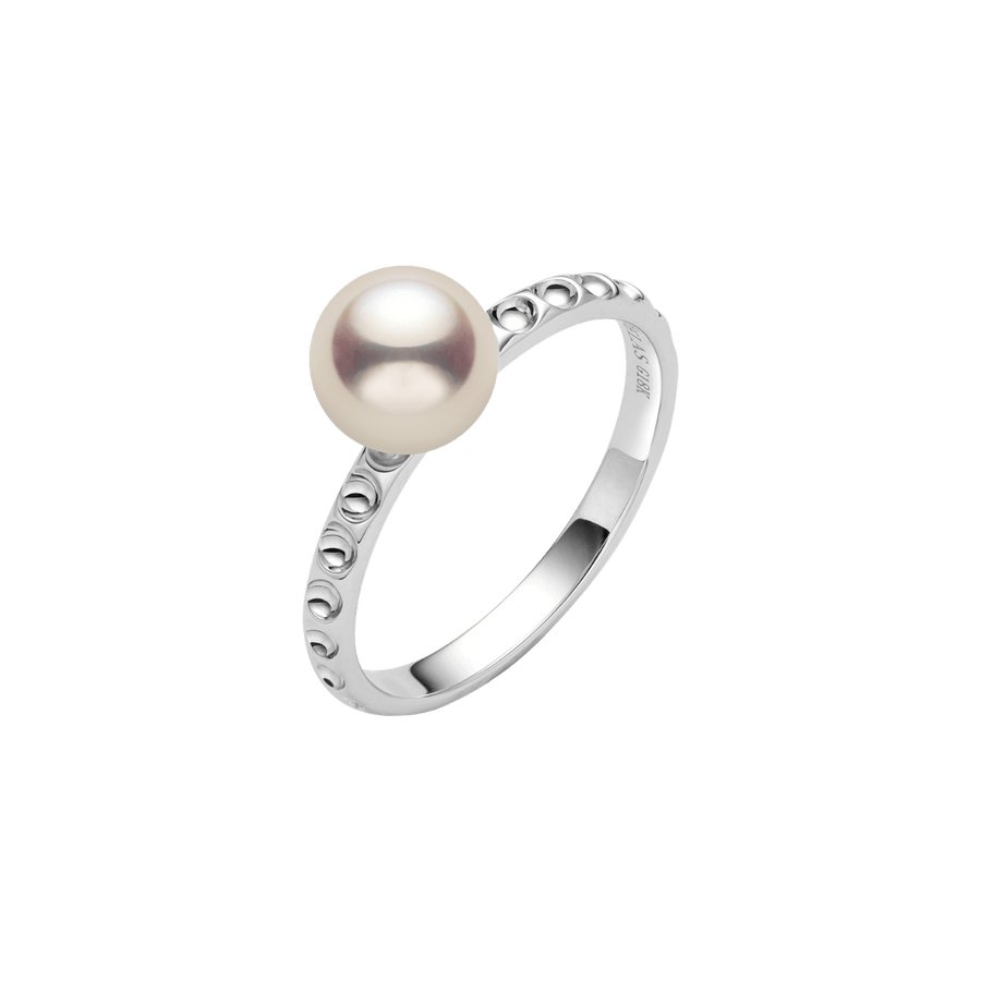 Akoya Pearl 18K White Gold Lucky Continuous Ring - HELAS Jewelry